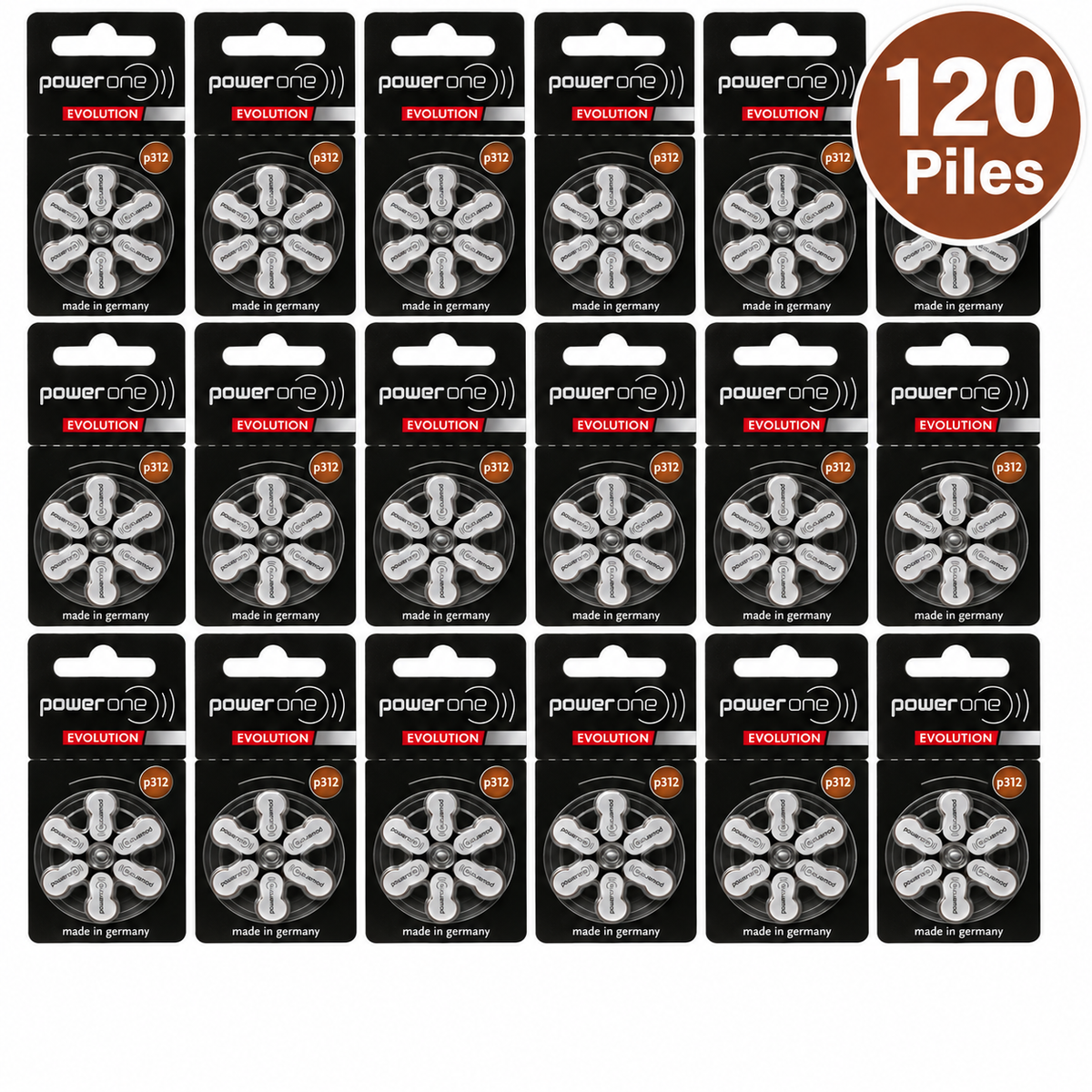 Lot de blisters de piles auditives Power one Evolution p312