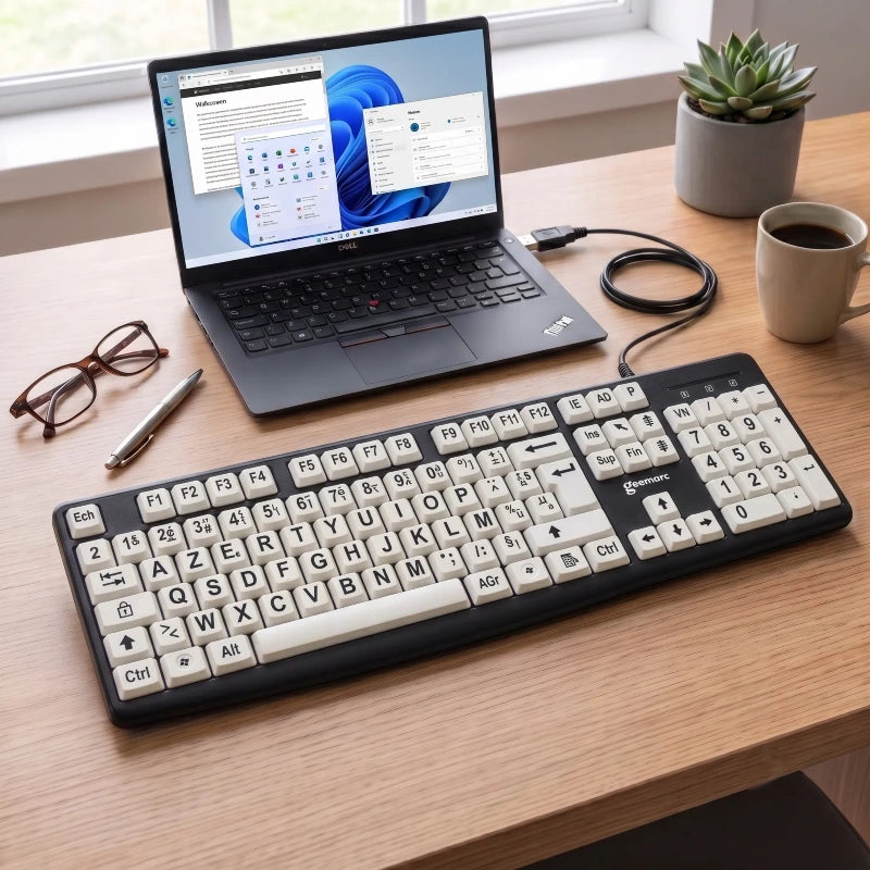 Clavier confort Visuel pour PC Clavier Blanc - Caractères Noirs