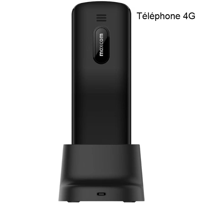 Téléphone MaxCom MM34D 4G vue arrière sur base