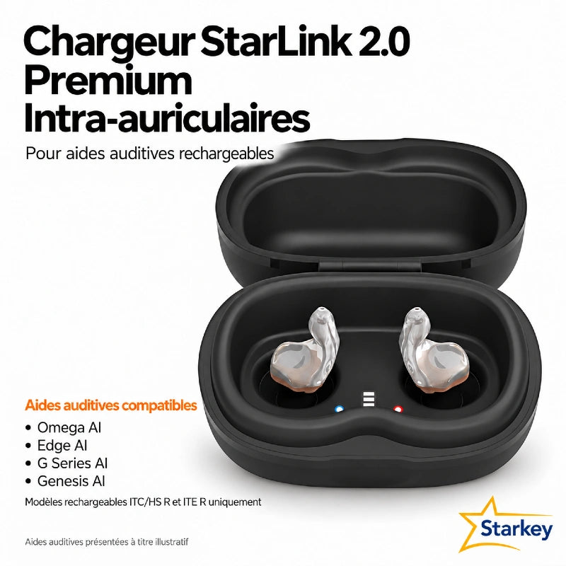 Chargeur Premium StarLink 2.0 pour intra-auriculaires Starkey