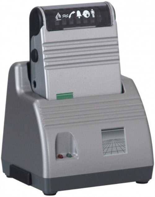 Station de charge Lisa HumanTechnik, base grise avec connecteur et voyants LED