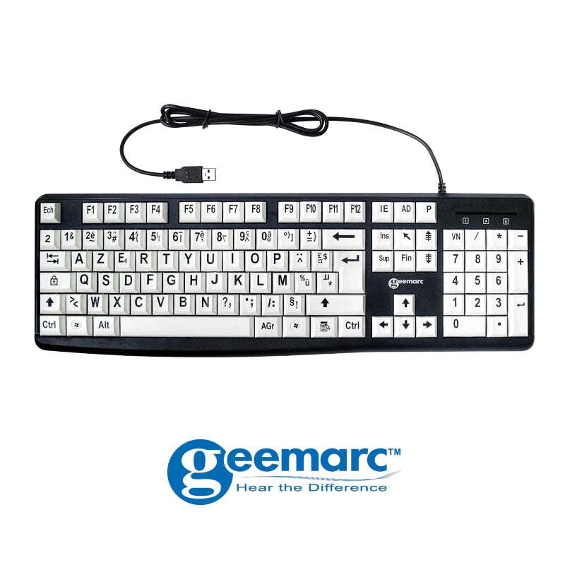 Clavier confort Visuel pour PC Clavier Blanc - Caractères Noirs