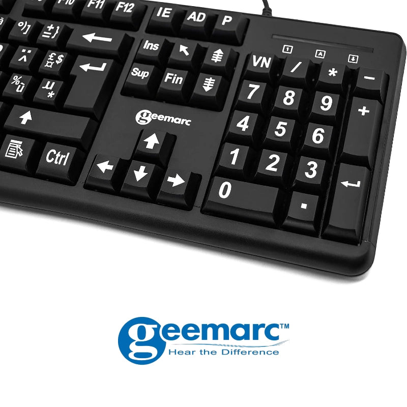 Clavier confort Visuel pour PC Clavier Noir- Caractères Blancs