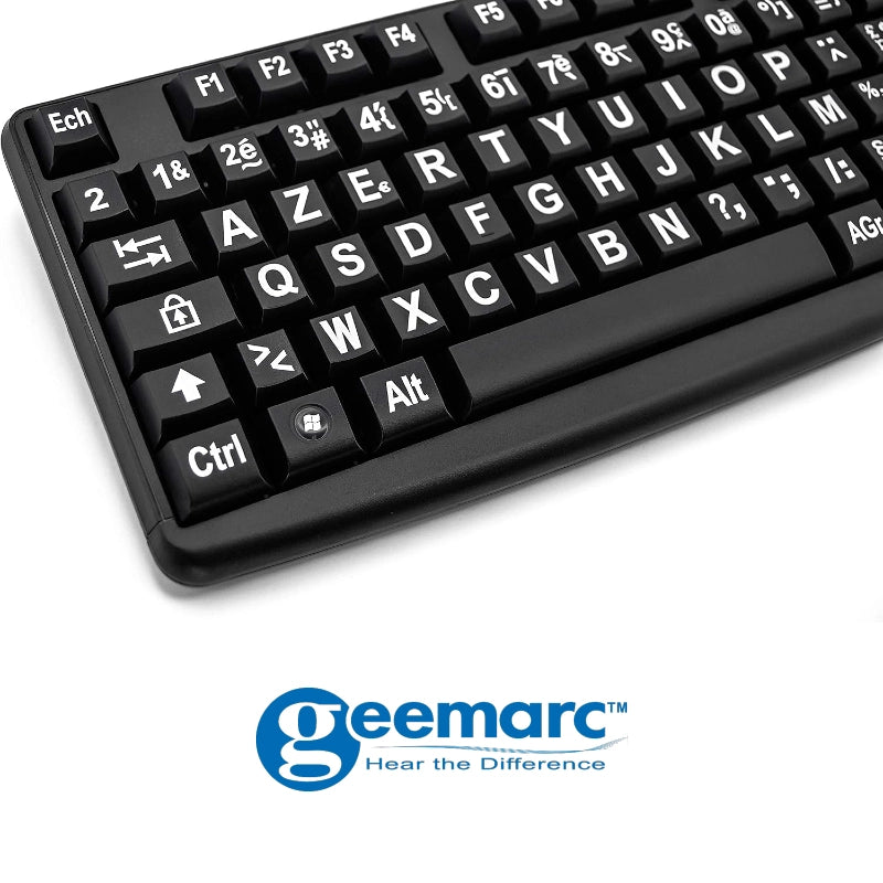 Clavier confort Visuel pour PC Clavier Noir- Caractères Blancs