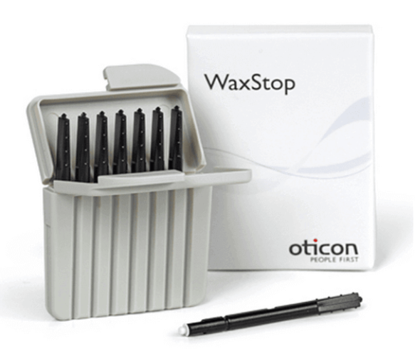 Filtres auriculaires Oticon WaxStop avec boîtier et cartouches noires