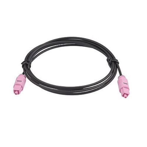 Câble optique Sennheiser noir avec connecteurs roses aux deux extrémités