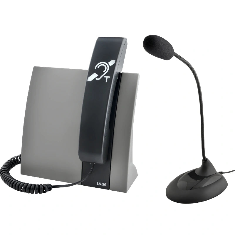 Boucle magnétique portable LA-90 SET ECO HumanTechnik avec micro sur pied et combiné